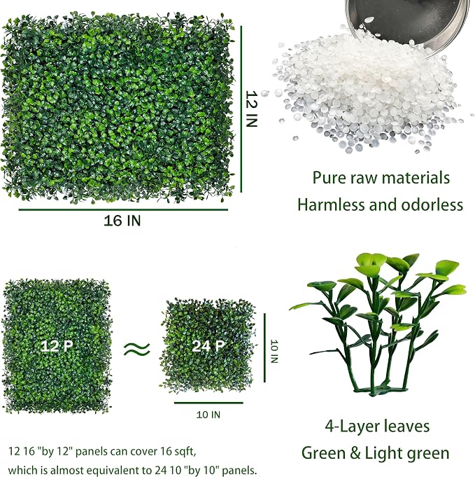 ODTORY Artificial Grass Wall Backdrop Panels, 16 X 12 in 12P UV-Anti Greenery - Image 2