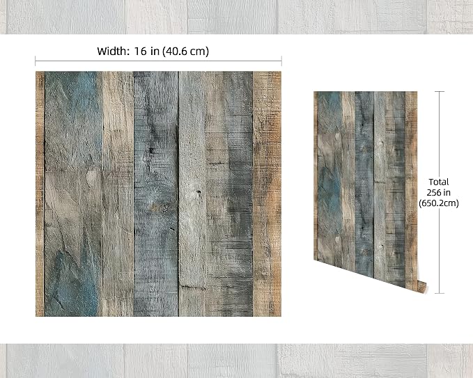 FLFK Grey Wood 16" x 256" Removable Wallpaper Peel and Stick - Image 2