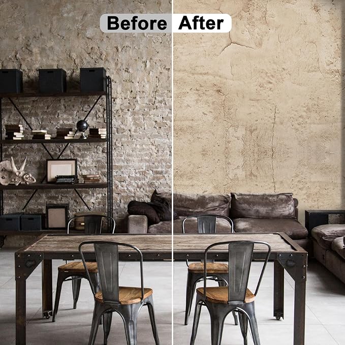 WADILE Beige Concrete Wallpaper 23.6 in * 708 in, Cement Contact Paper 3D Matte - Image 3