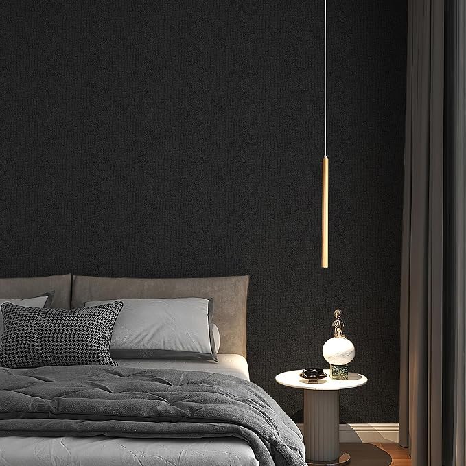 Fititem Black Peel and Stick Wallpaper 630inL 17.3inW Black Contact Paper - Image 6