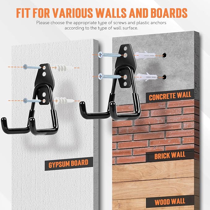 TONDA Garage Hooks, 20 Pack Garage Organization, Wall Storage Hooks Heavy Duty - Image 3