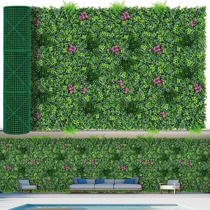 Artificial Grass Wall Roll Panels, UV-Anti Fake Greenery Plant Boxwood Panels by EverNature