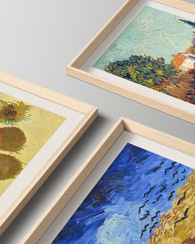 HesenDot Van Gogh Framed Wall Art Set of 3, 12x16 Inch Canvas Prints, Wheatfield - Image 2