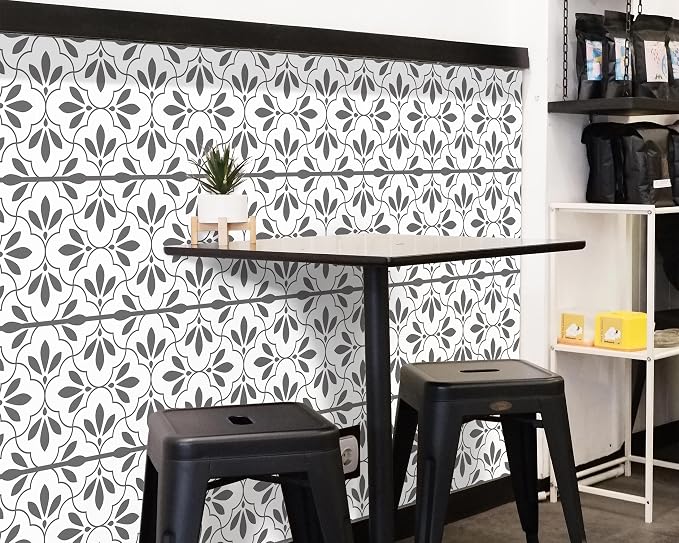 FLFK Wallpaper Border Black and White Patterns Peel and Stick Wall Border Self - Image 3