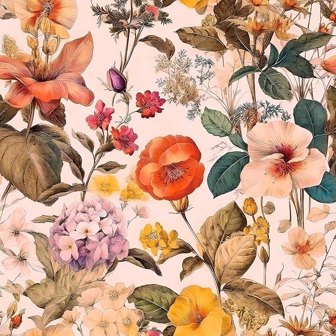 Jeweluck Floral Peel and Stick Wallpaper Vintage Floral Contact Paper Peel and by Jeweluck