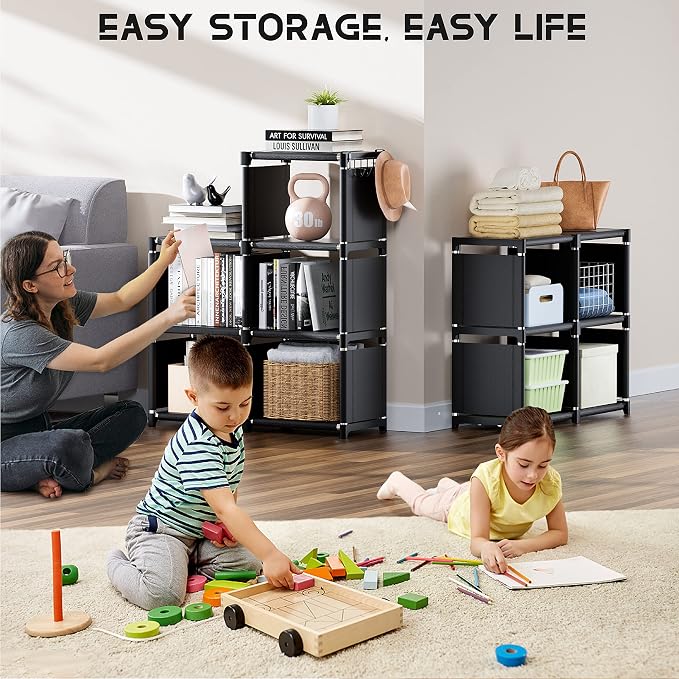 Mavivegue Bookshelf, 16 Cube Storage Organizer, Book Shelf Organizer, Tall - Image 9