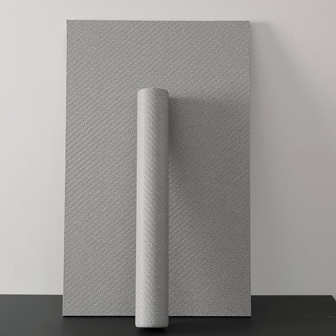 Haimin Fabric Wallpaper Textured Contact Paper Gray Grasscloth Wallpaper Peel - Image 9