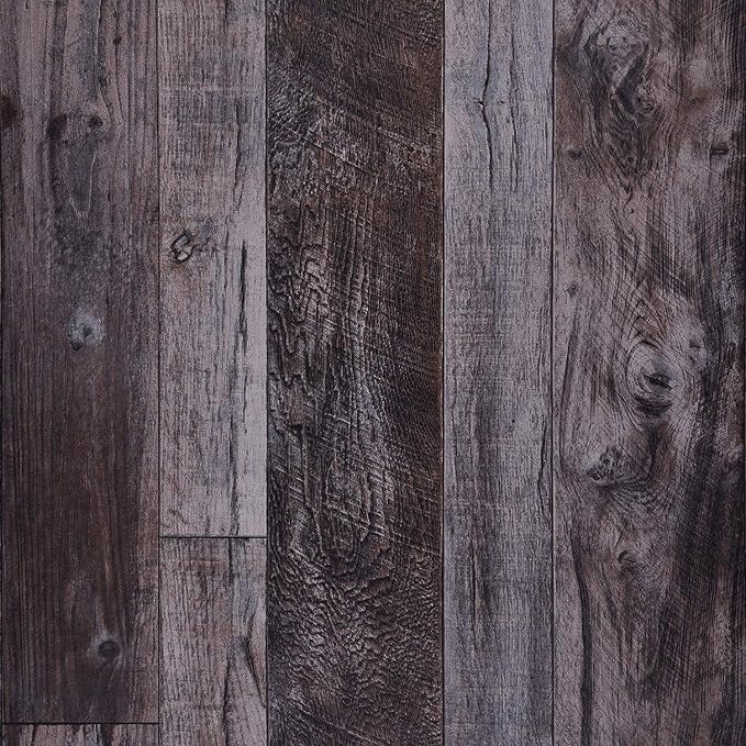 WENMER 17.71" x 118.1" Grey Wood Peel and Stick Shiplap Self-Adhesive Wallpaper by WENMER