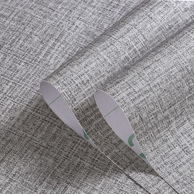 Grey Grasscloth Peel and Stick Wallpaper Gray Contact Paper 472inch Waterproof - Image 3