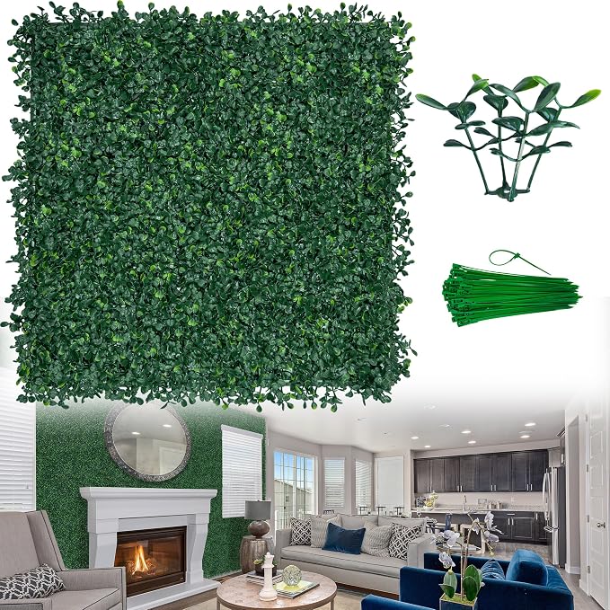 ODTORY Artificial Boxwood Wall Panels 20x20 inch 14Pcs, UV-Anti Faux Greenery by ODTORYHOME