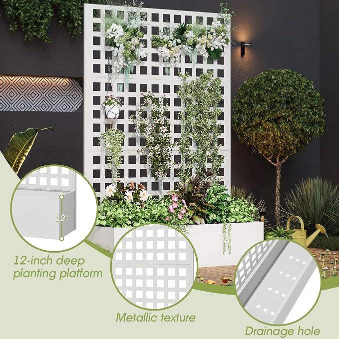 Metal Planter Box with Trellis, Planter Box Trellis with Privacy Screen and - Image 3