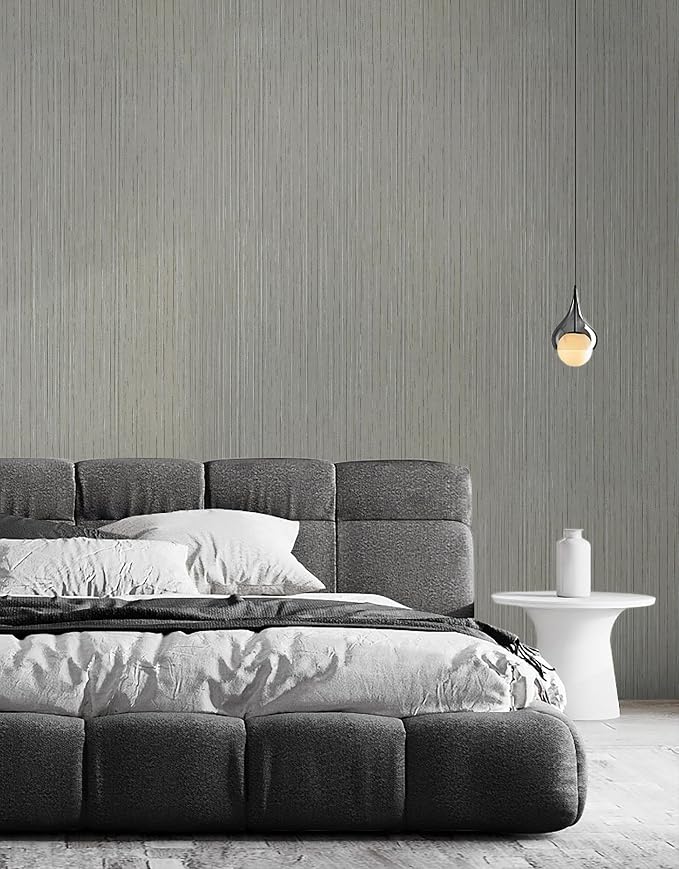 Grey Grasscloth Wallpaper Peel and Stick Textured Wallpaper - Image 5