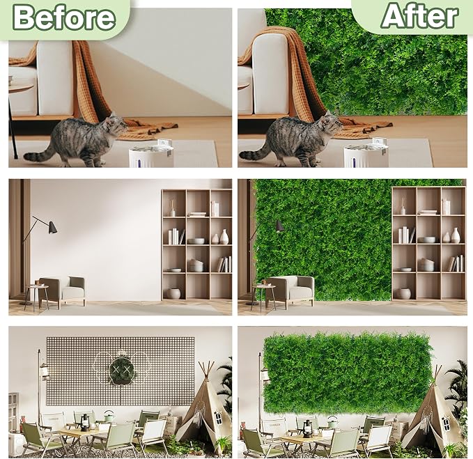 Greenery Faux Grass Wall Backdrop 60"x128" UV-Anti Artificial Green Boxwood - Image 5