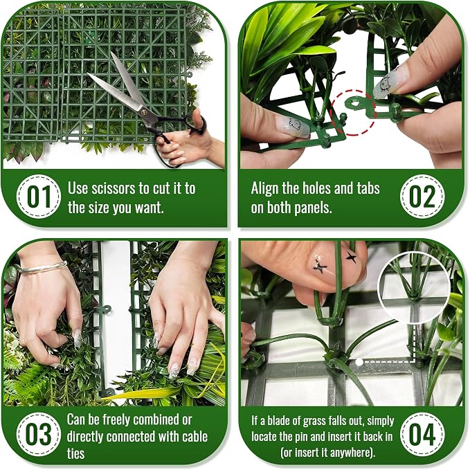 ODTORY Artificial Hedge Grass Wall Panel: 40" x 20" UV-Anti Faux Boxwood Ivy - Image 3