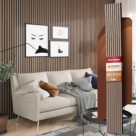 Avana Acoustic Wood Wall Panels – 93.2x11.25 Inch Panels – Fits 94x12 Layout – by AvanaHome