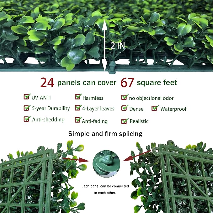ODTORY Artificial Grass Wall Backdrop Panels: 20X20 in 24P UV-Anti Greenery - Image 3