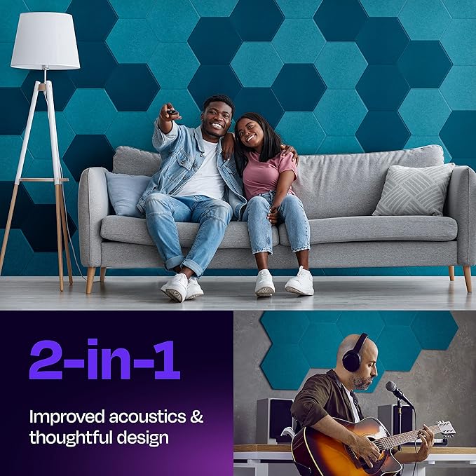 Acoustic Panels 12-Pack Soundproof Wall Panels 12"X10.4"X0.4" Sound Panels High - Image 2