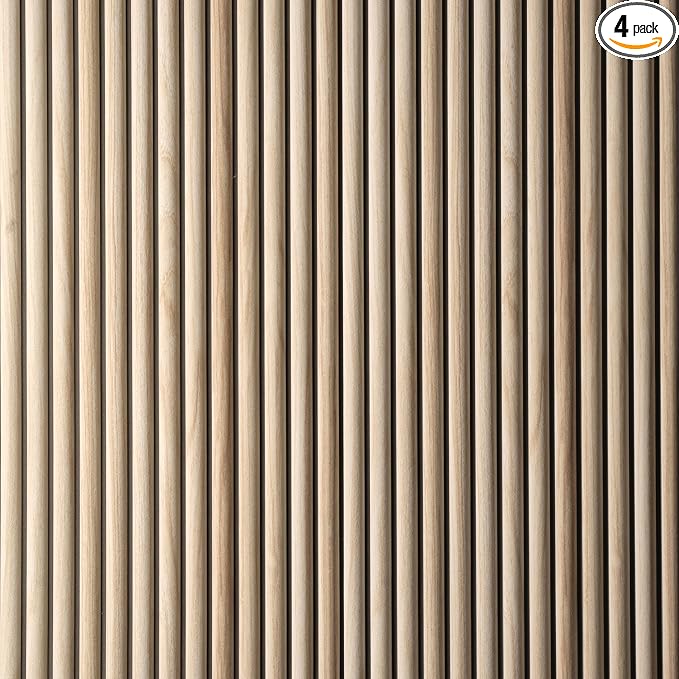 Wall!Supply 3D Wall Panels – Faux Natural Wood Round Slatted – Lightweight Foam by WallSupply