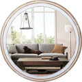 Reflinto 30 Inch Rustic Farmhouse Wooden Round Mirrors by ReflintoWallDecor