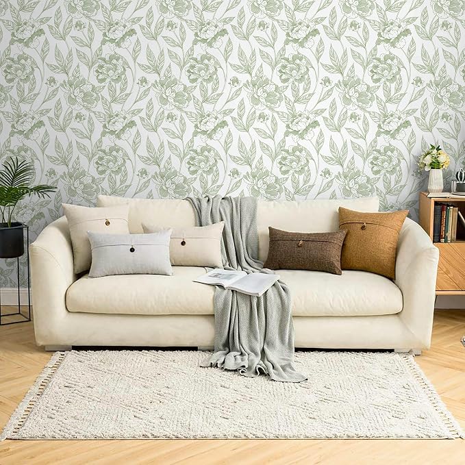 Timeet Peel and Stick Wallpaper Green Floral Wall Paper - Image 5