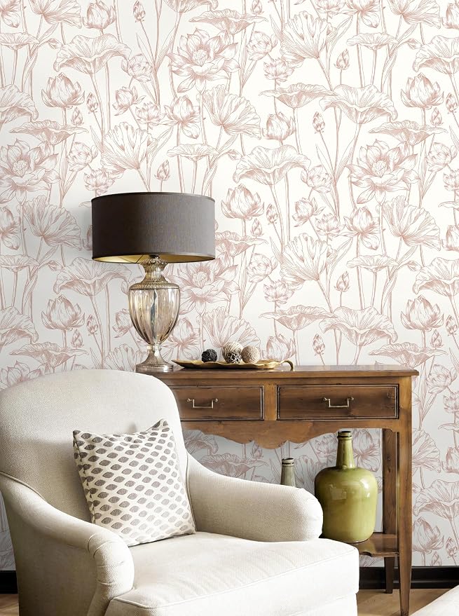 Timeet Floral Peel and Stick Wallpaper White and Pink Vintage Contact Paper 16" - Image 4