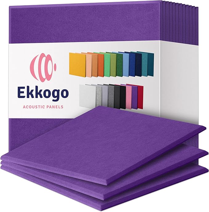 Acoustic Panels 12-Pack Soundproof Wall Panels 12"X12"X0.4" Sound Panels High by EkkogoAcousticPanels