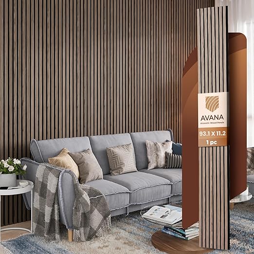 Avana Modern Acoustic Wood Wall Panels –93.2x11.25 Inch Panels – Fits 94x12 by AvanaHome