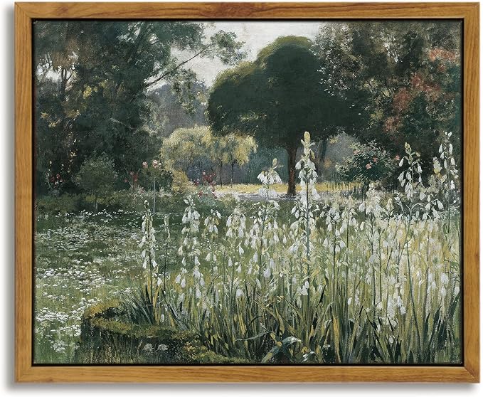 InSimSea Meadow with Flowers Painting Wall Art Prints, Classical Scenery by InSimSeaArt