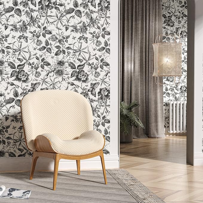 JiffDiff Floral Vintage Wallpaper Peel and Stick，Rose Wallpaper Removable Vinyl - Image 7