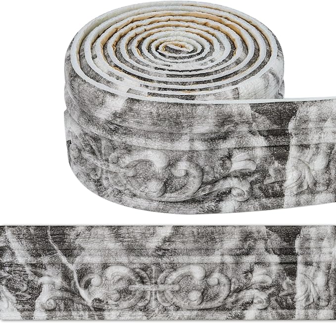 180'' Marble Polyethylene Foam 3D Wall Edging, Self Adhesive Wallpaper Border - Image 2