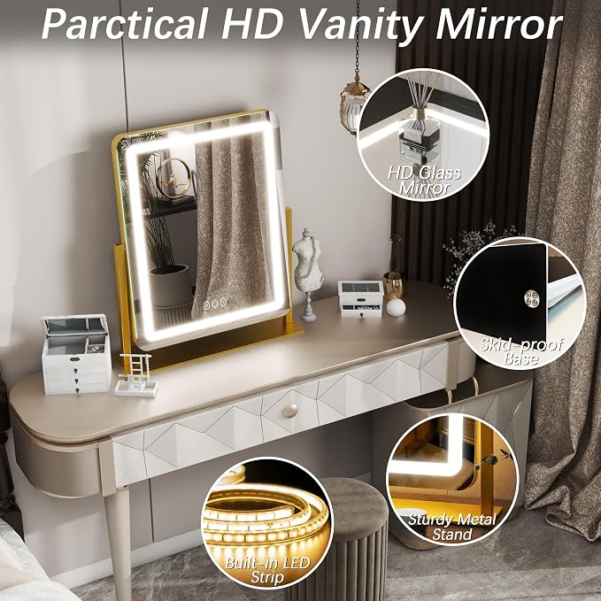 FENNIO Vanity Mirror with Lights 22 Inch- LED Lighted Makeup Mirror, Large - Image 4