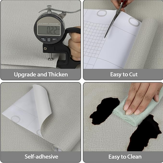 TANONE Contact Paper Peel and Stick, Grasscloth Wallpaper Adhesive Removable - Image 2