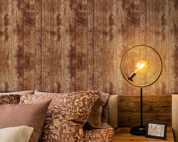 FLFK Peel and Stick Wallpaper Vintage Brown Wood Contact Paper - Image 6