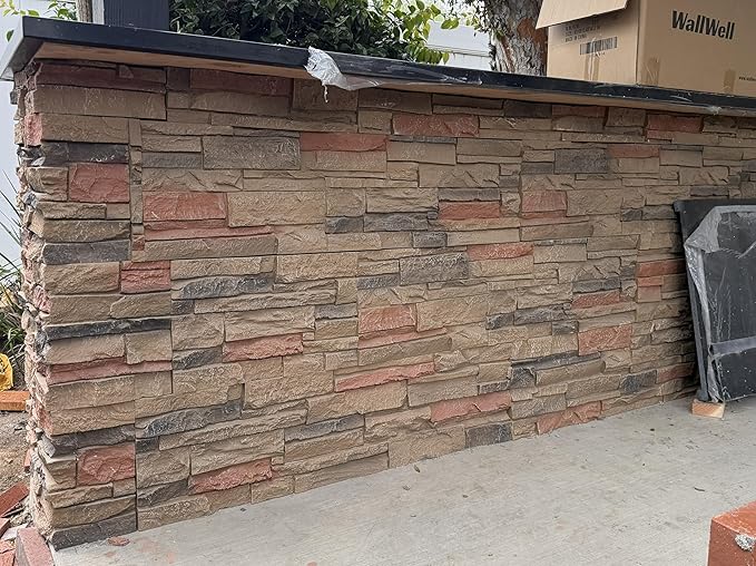 Faux Stone Wall Panels 2-Pack PU Stone Veneer Siding, Mortarless Faux Rock - Image 2