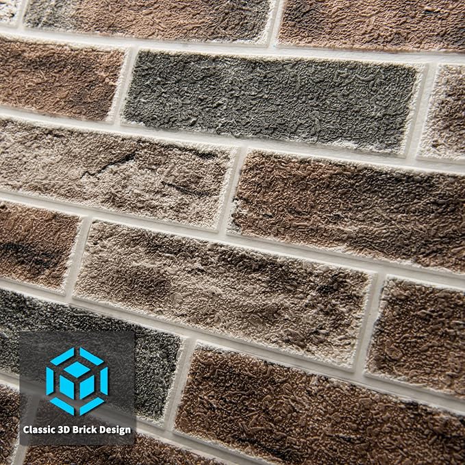 Art3d 20-Pack105 Sq.Ft Faux Brick 3D Wall Panels Peel and Stick in Gray Brown - Image 8