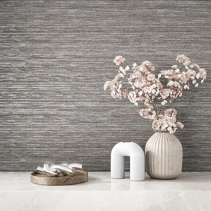 VEELIKE Lustre Brown Grasscloth Peel and Stick Wallpaper Textured Grasscloth - Image 3
