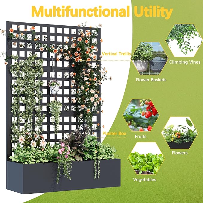 Metal Planter Box with Trellis, Planter Box Trellis with Privacy Screen and - Image 5