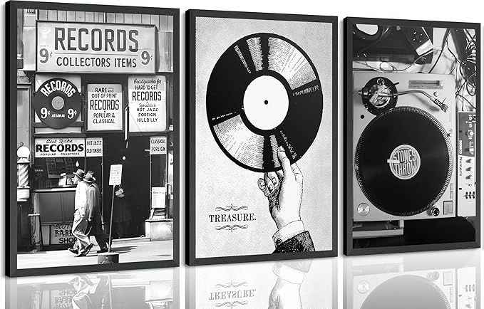 3Pcs Retro Music Poster Wall Art Fashion Black And White Photography Preppy by Yanertds