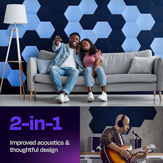 Acoustic Panels 12-Pack Soundproof Wall 12"X10.4"X0.4" - Image 2