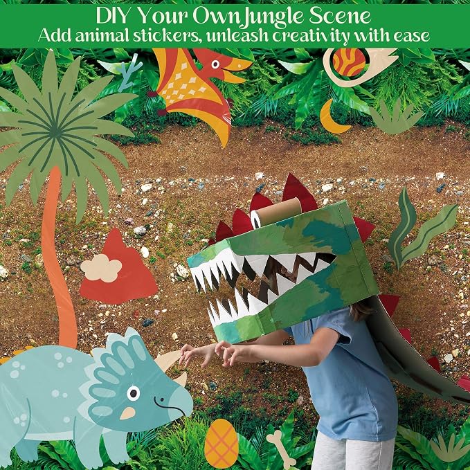 Kochorie 100 Ft x 54 Inch Forest Path Plastic Tablecloth Roll Safari Dinosaur - Image 4