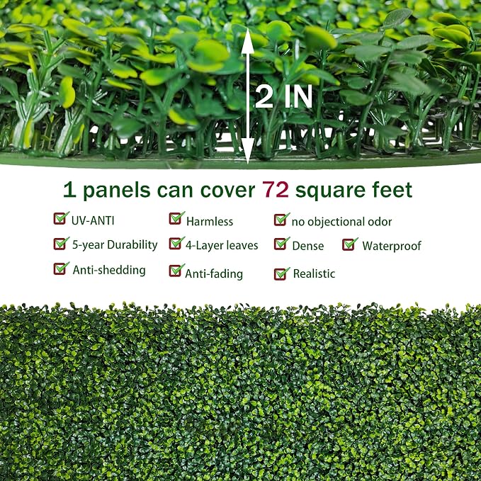 ODTORY Artificial Boxwood Roll Panels: 6FT X 12FT UV-Anti Artificial Ivy - Image 3