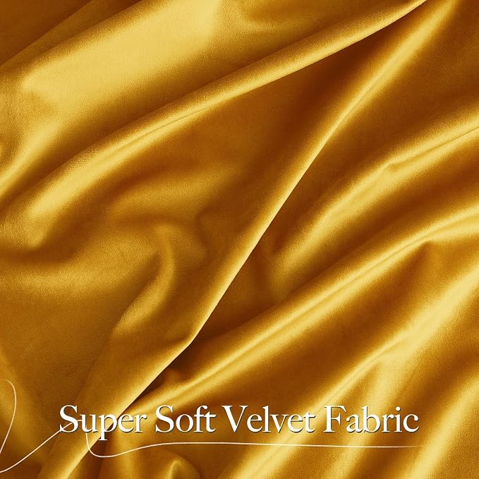 NICETOWN Yellowish Gold Velvet Curtains 108 inches Long, Bedroom Velvet Window - Image 7