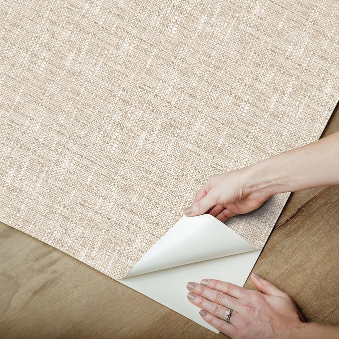 NuWallpaper by WallPops Tan Poplin Peel and Stick Wallpaper - Image 6