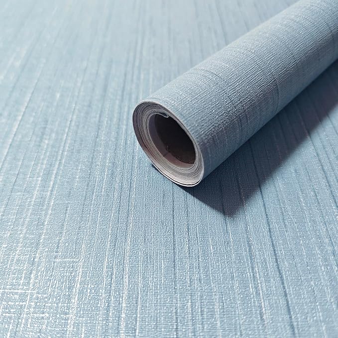 Dviolet Blue Grasscloth Textured Fabric Contact Paper Peel and Stick Boho by Dviolet