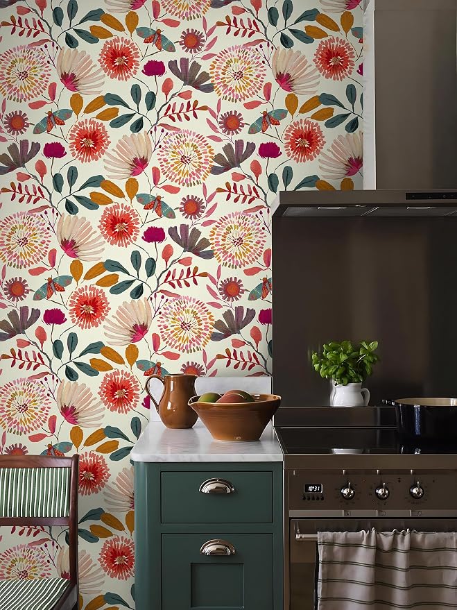Wallpaper Peel and Stick Floral Wall Paper Removable Waterproof - Image 5