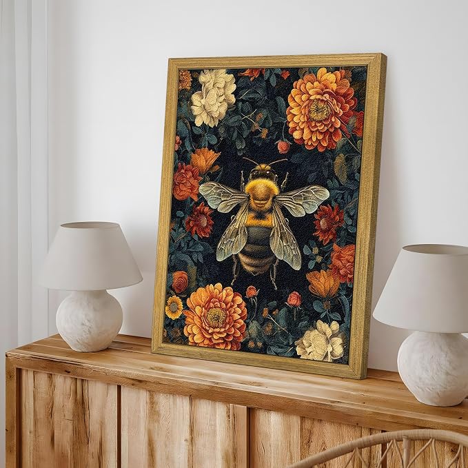 Framed Hand Drawn Sandstone Bee Wall Art, 3D Textured Nature Botanical Wall - Image 7