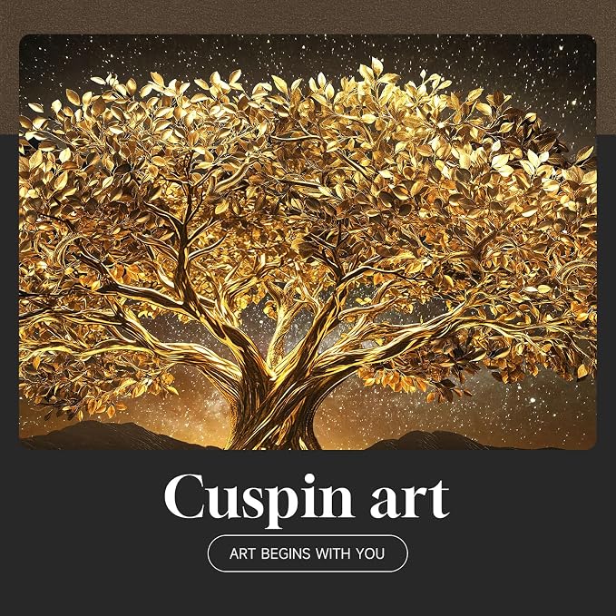 Large Framed Black and Gold Tree of Life Wall Art, Modern Luxury Tree Painting - Image 7