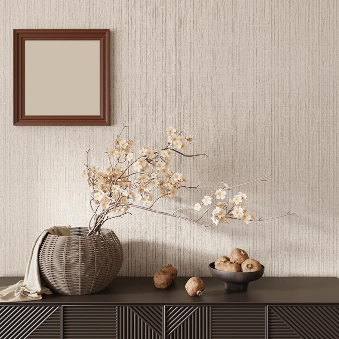 CRE8TIVE Wide 24"x118" Cream White Grasscloth Wallpaper Textured Wallpaper - Image 2