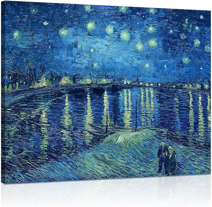 1 KINGO Van Gogh Canvas Wall Art: Starry Night over the Rhône Oil Painting - Image 2