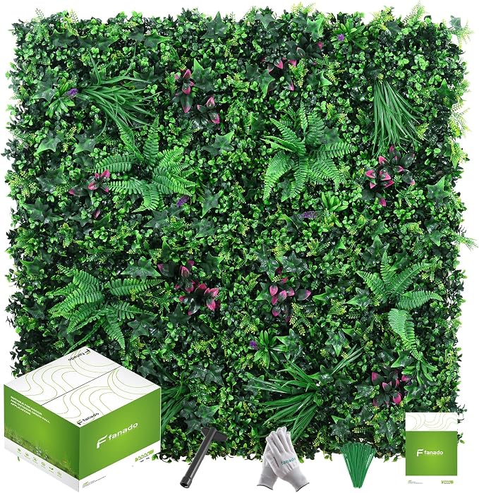fanado Grass Wall Panels 20"x20", Artificial Hedge Greenery Wall Backdrop by Unknown